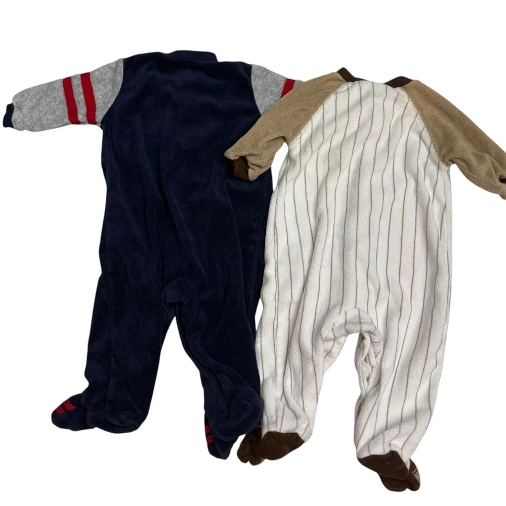 Carter's All Star and Baseball Footies - Navy, Gray, Brown